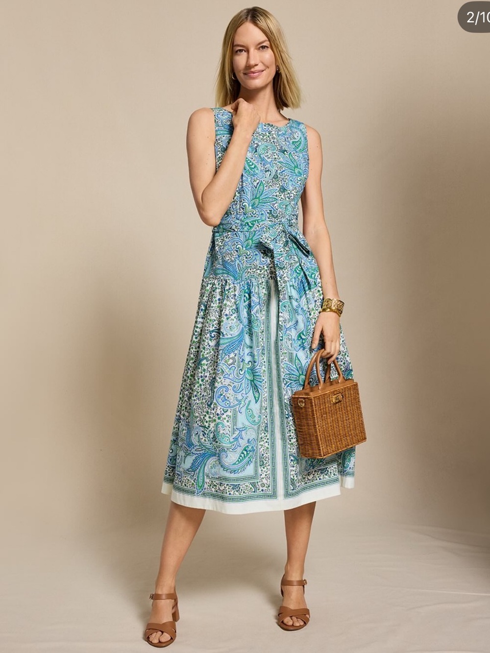 Talbots Modern Poplin Fit & Flare Dress in Heritage Paisley NWT Size 20P